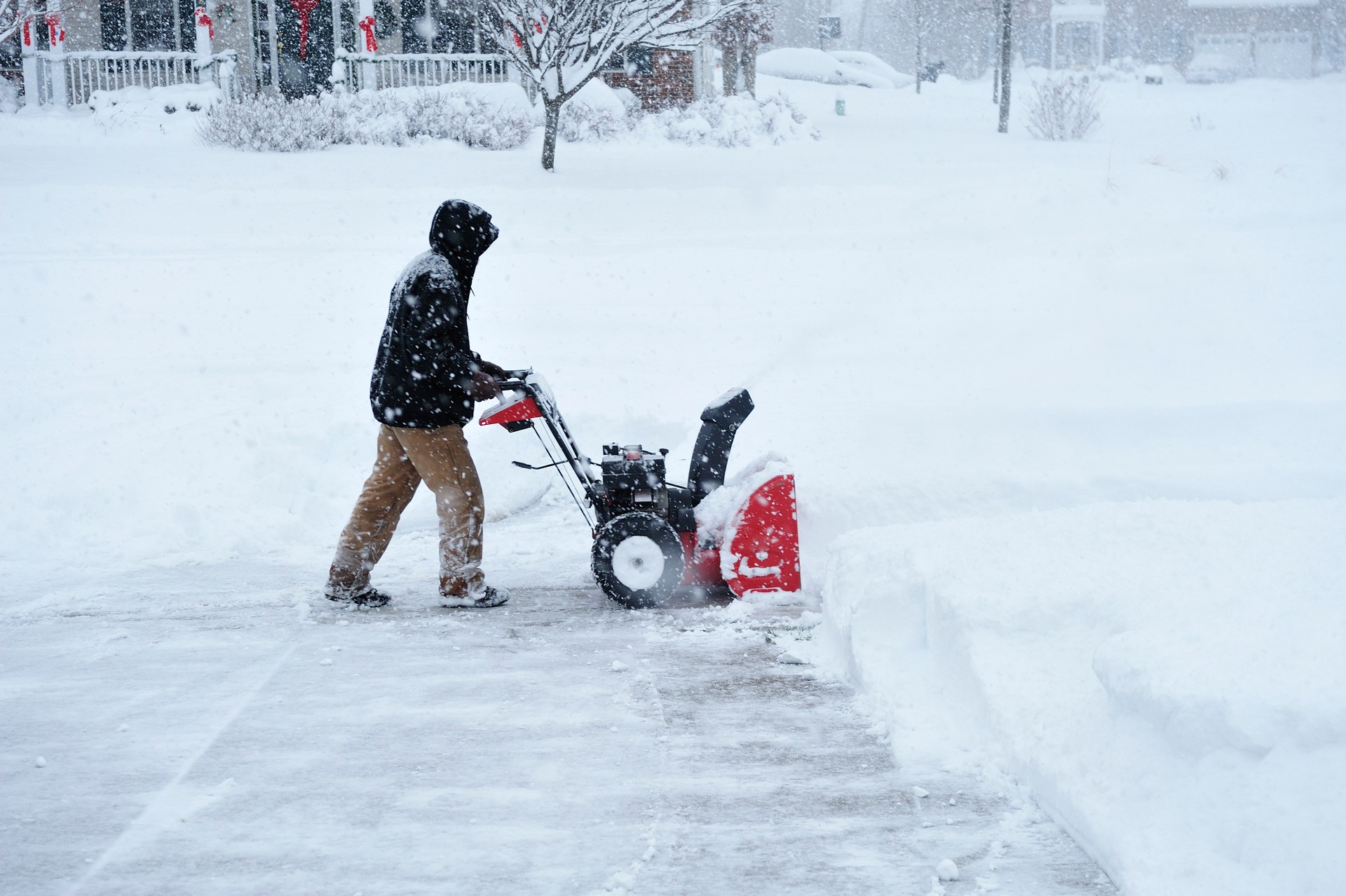 Snowblower During Blizzard in Deep Snow Accumulation